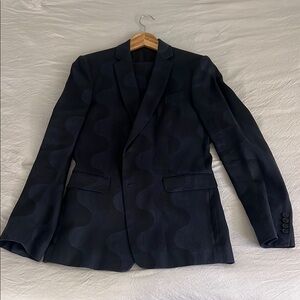 Dries Van Noten Black Wave Pattern Blazer